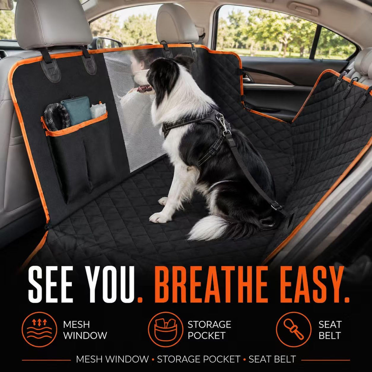Auto-Hängematte für Hunde mit Sichtfenster